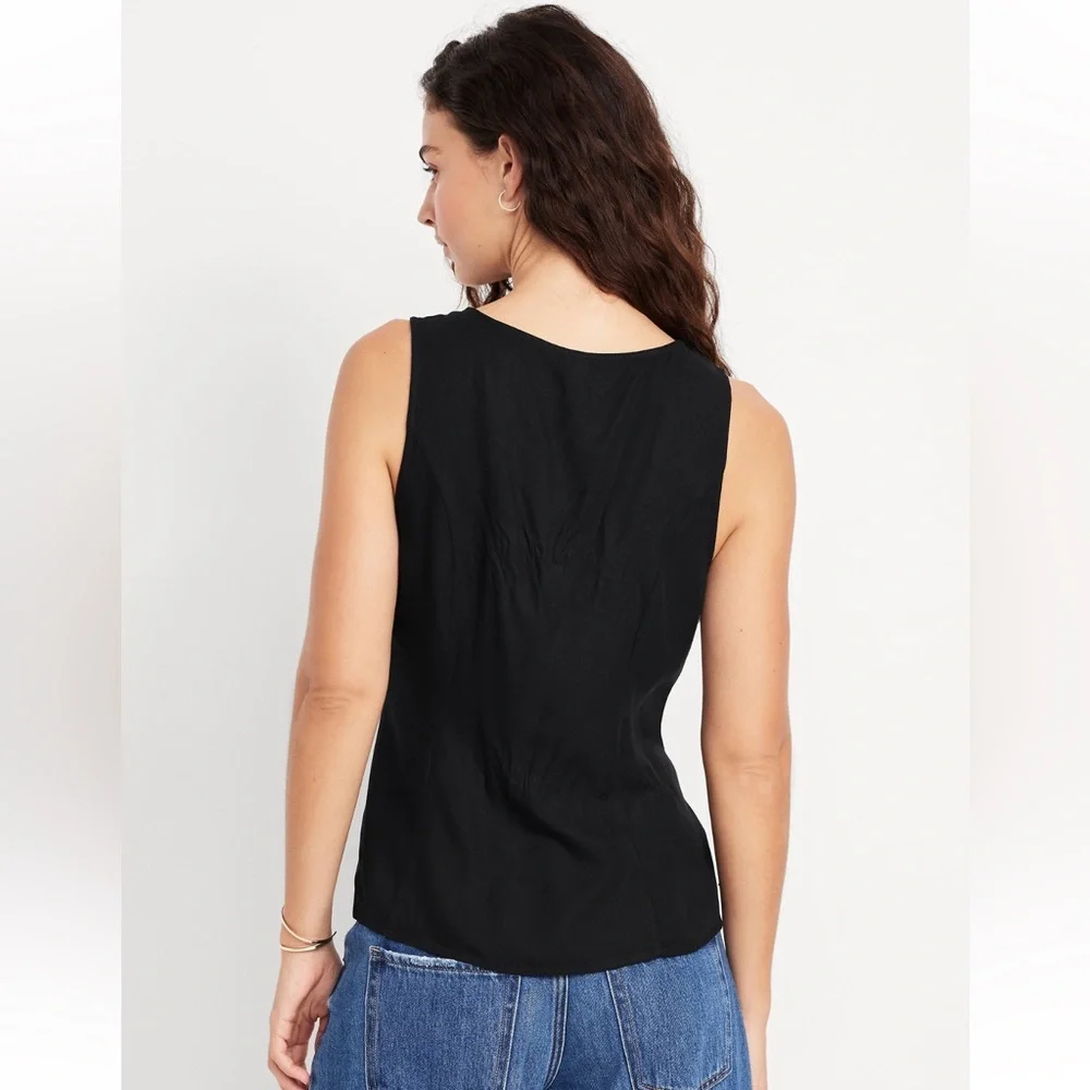 NWT Old Navy Button-Down Crepe Swing Top, Size Large, Black Jack - Picture 2 of 5